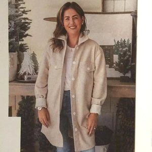 Jackson Rowe Jilly Box Cream Button-Up Coat